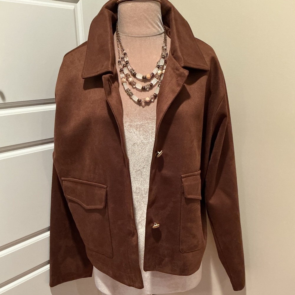 NWT Steve Madden Woman’s Brown Faux Suede Short Jacket XL